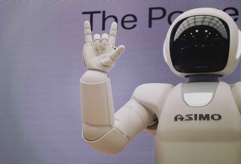 A robot doing a friendly greeting.