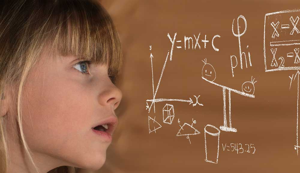 A girl thinking about science